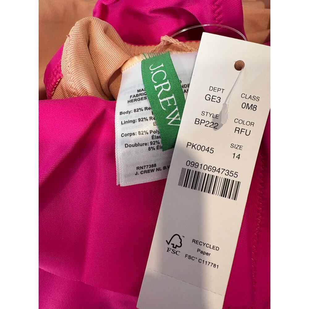 J.Crew Ruched Ruffle One-Piece Pink Swimsuit - Size 14 - Picture 6 of 6